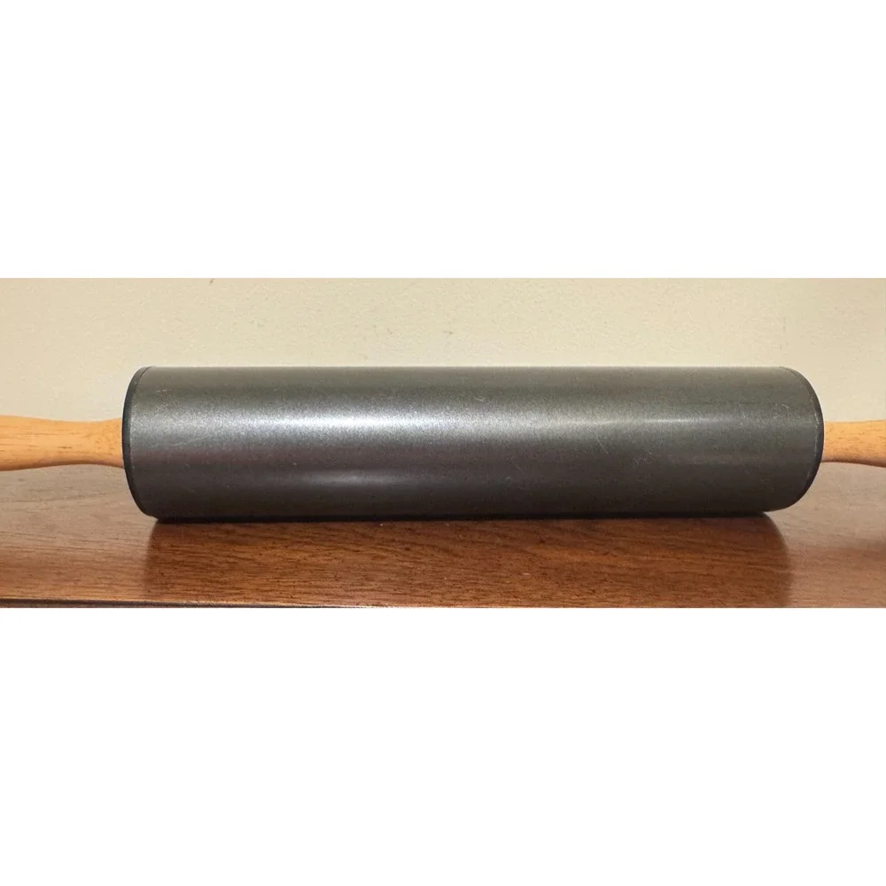 Vintage Black Non-Stick Rolling Pin Wood Handles 17.5